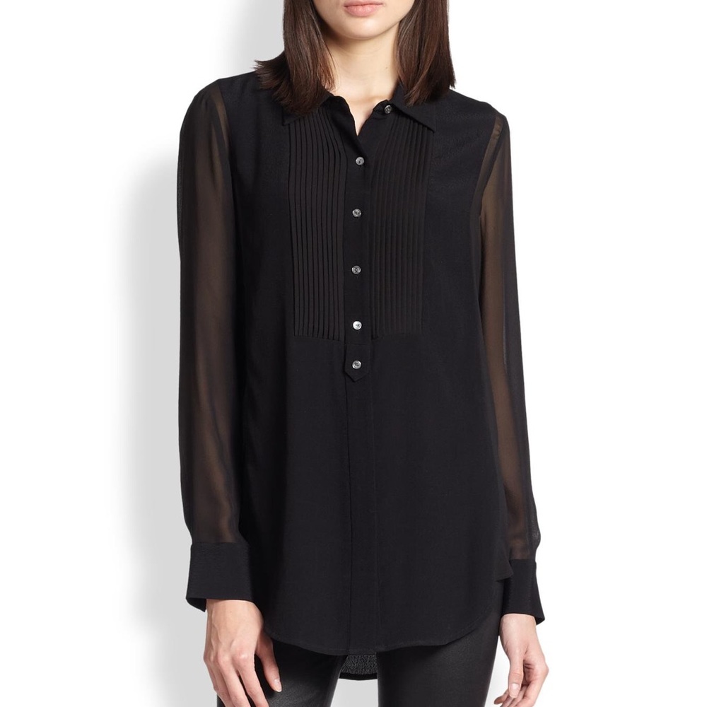 ✅Sheer black tuxedo blouse